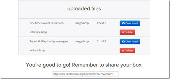 OneTimeBox-online backup- uploaded files box