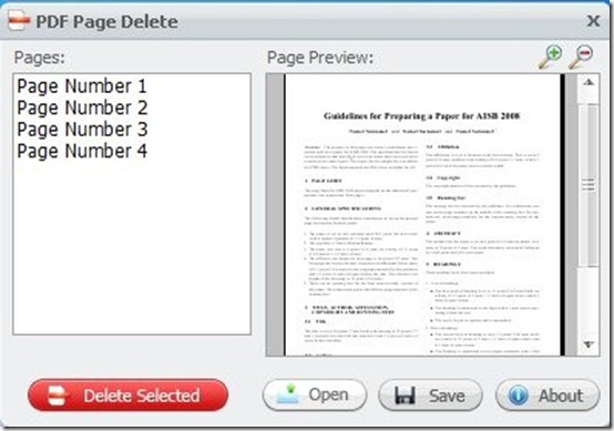 PDF Page Delete-Delete pdf pages- main interface