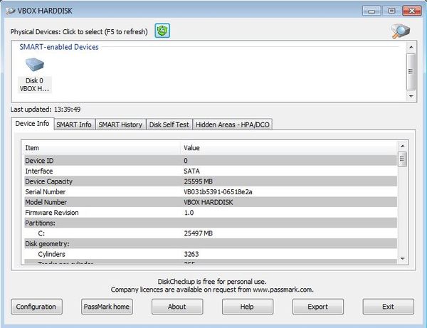 PassMark DiskCheckup default window