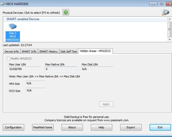 PassMark DiskCheckup selecting disk partition