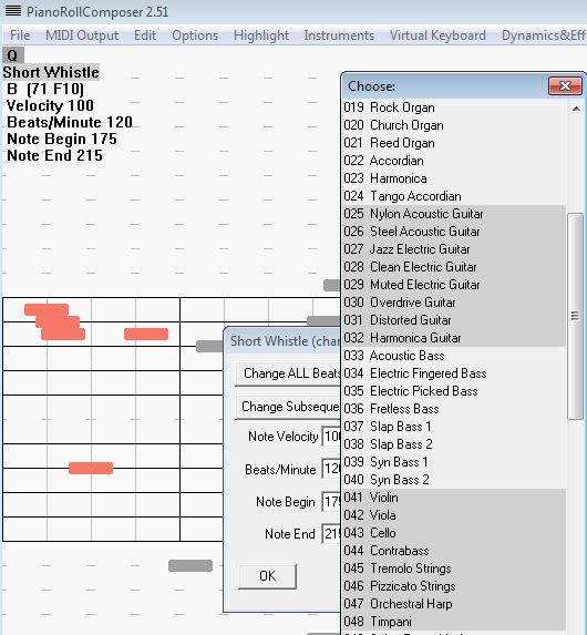 PianoRollComposer different instrument