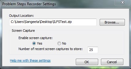 Problem Steps Recorder - Settings