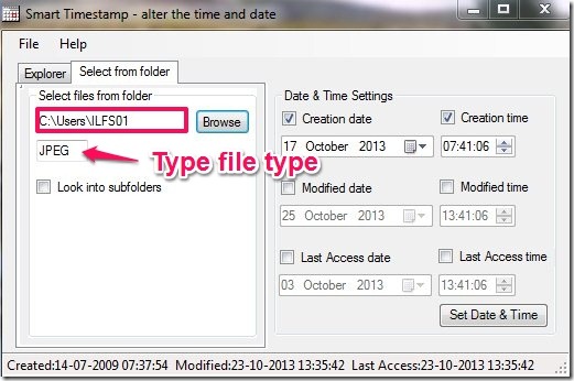 SmartTimeStamp-modify file time-second tab menu