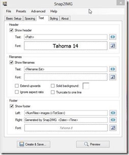 Snap2IMG-contact sheet-text properties