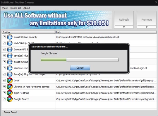 Soft4Boost Toolbar Cleaner- auto search installed toolbars