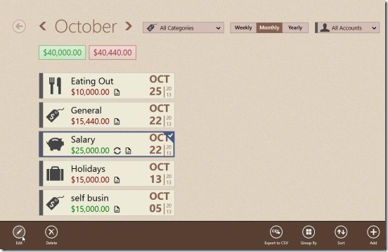 Spending Tracker - transactions