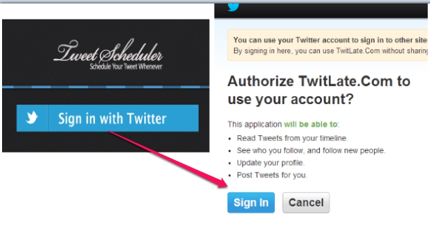 TwitLate.com- authorize Twitlate to your Twitter account