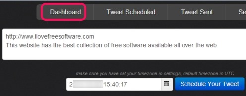 TwitLate.com- use dashboard to schedule tweets