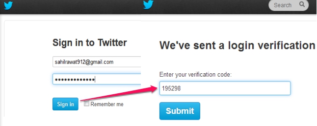 Twitter two step authentication