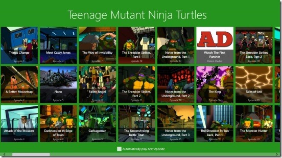 Watch Teenage Mutant Ninja Turtles - main screen