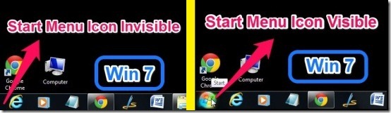Windows 7 Start Menu Button Hidden