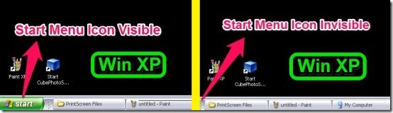Windows XP Start Menu Button Hidden