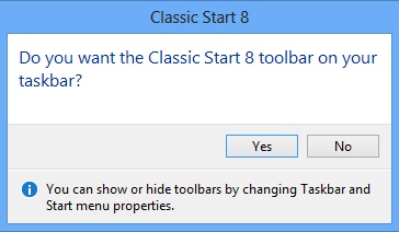 classicstart8 add to taskbar