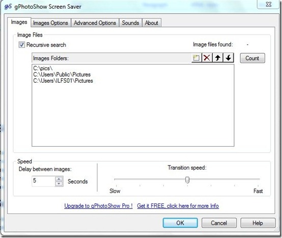 gPhotoshow-slideshow screensaver-images tab
