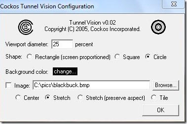 tunnelVision-hide screen-settings menu