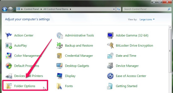 Accessing Folder Options