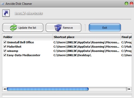 Anvide Disk Cleaner- remove invalid shortcuts