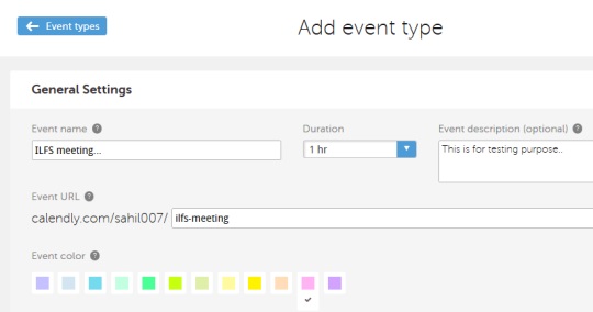 Calendly- add event type