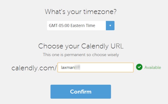 Calendly- add time zone and choose calendar URL