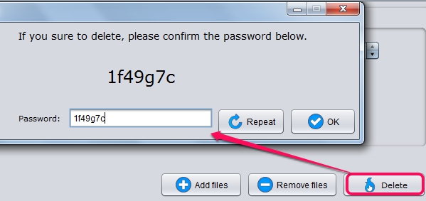Catalano Secure Delete- confirm deletion process by providing the password