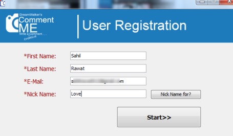 CommentME- free user registration