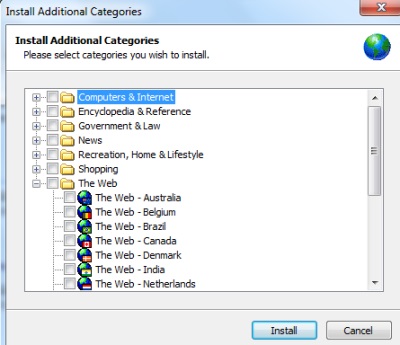 Copernic Agent Personal- categories to install