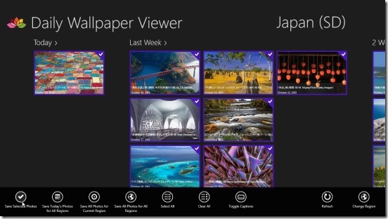 Daily Wallpaper Viewer - selecting all photos and downloading them