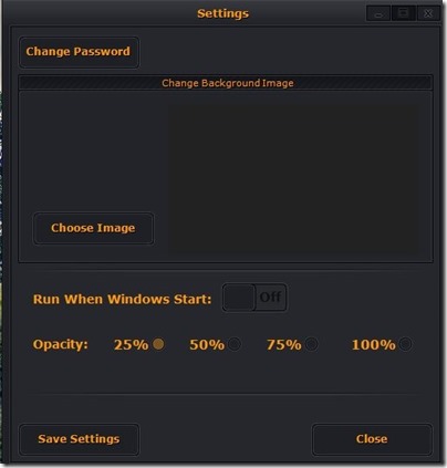 Desktop VLocker-desktop locker-settings window