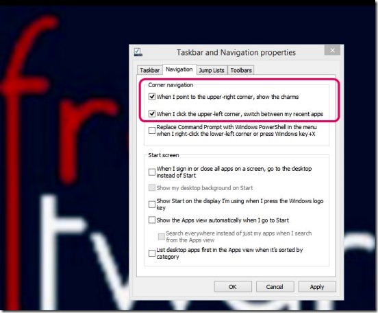 Disable Windows 8.1 Charms - disabling top coners