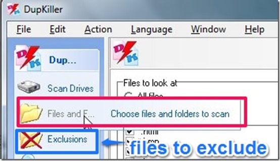 DupKiller-duplicate file finder-choose files