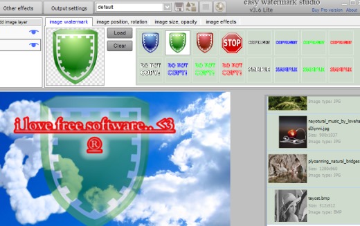 Easy Watermark Studio Lite- options for image watermark