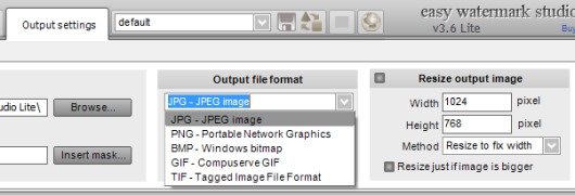 Easy Watermark Studio Lite- output settings