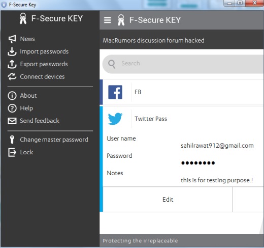 F-Secure KEY- interface