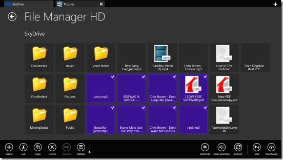 File Manager HD - files, folders and operation in SkyDrive