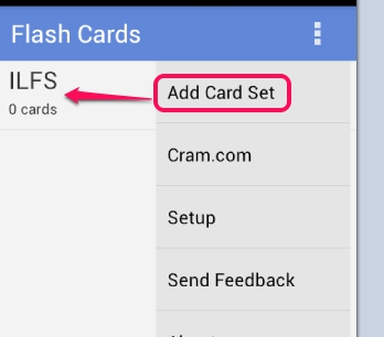 Flash Cards- add a card set