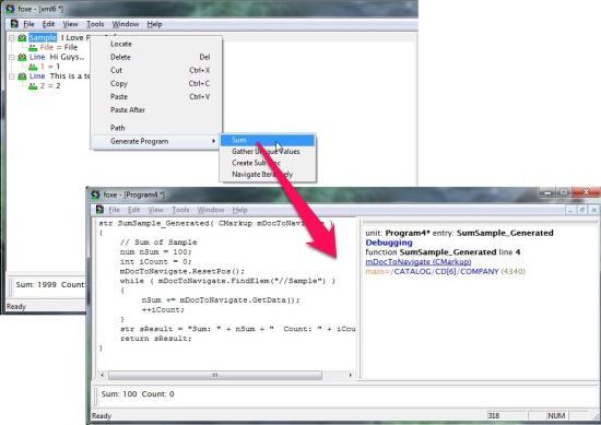 Foxe WYSIWYG XML Editor - Programming Mode