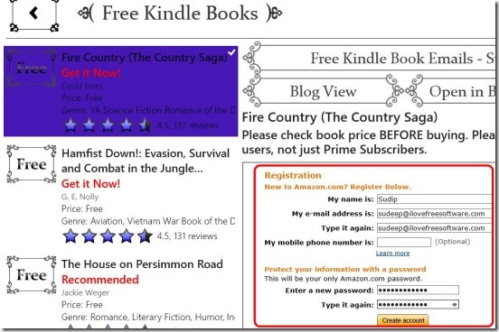 Free Kindle Books - regestering