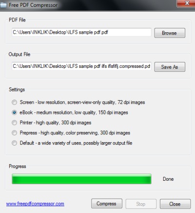 Free PDF Compressor- interface
