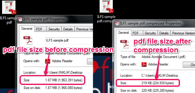 Free PDF Compressor- sample pdf file size before and after compression