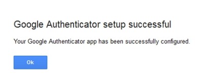Google Authenticator app- successfully configured