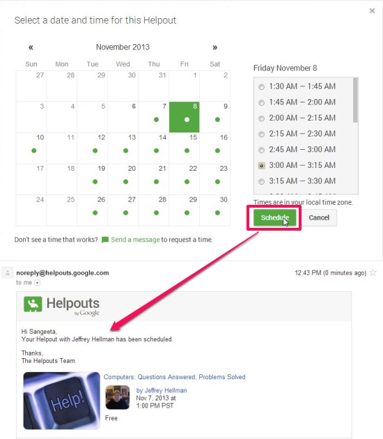 Google Helpouts - Scheduling Helpouts