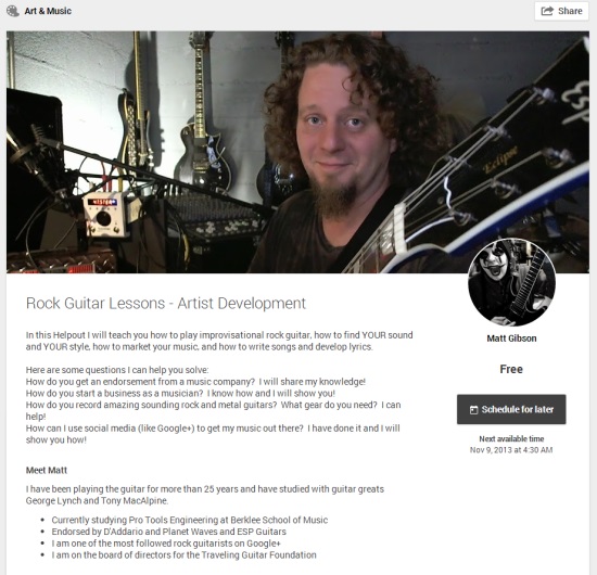 Helpout  Rock Guitar Lessons - Artist Development  by Matt Gibson