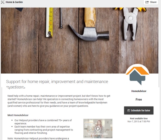 Helpout Support for home repair, improvement and maintenance questions by HomeAdvisor