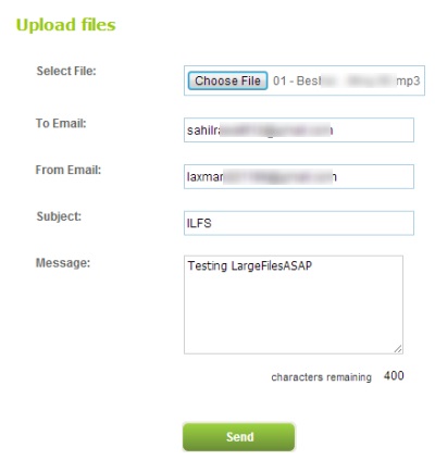 LargeFilesASAP- upload file to send