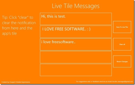 Live Tile Messages