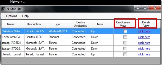 N-Stat Lite - User Interface