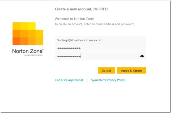 Norton Zone Cloud File Sharing - sign up