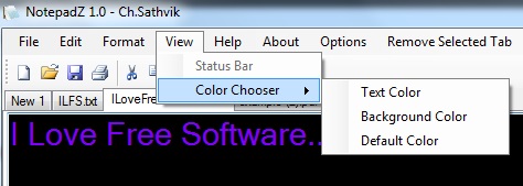 NotepadZ- customize text and background color