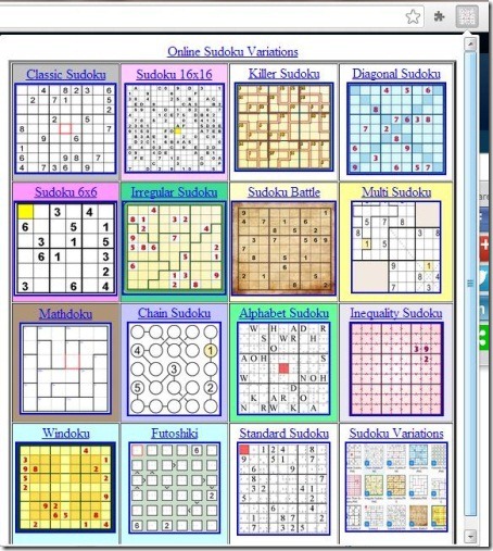 Online Sudoku Variations