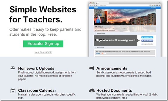 Otter-webiste for teachers-home page